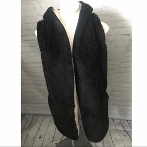 OPEN FRONT hooded fluffy longline faux fur vest